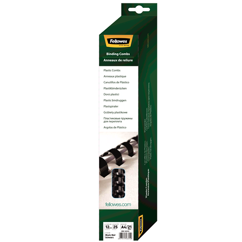 Plastikbinderücken 12mm - schwarz